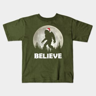 Believe Bigfoot Christmas Kids T-Shirt